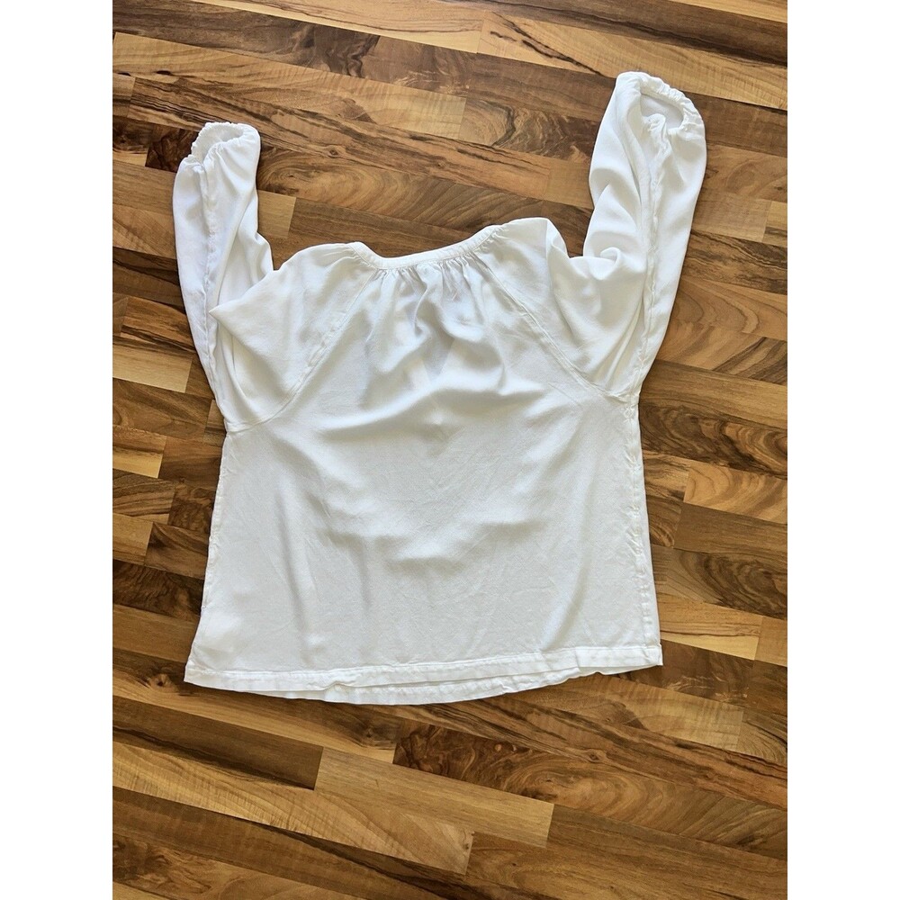 Ladies' White Cotton Peasant Blouse OLD NAVY Size L See Through minimalist - Picture 6 of 12